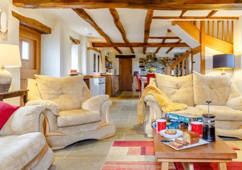 The living area at Wrens Thatch, Ebberley