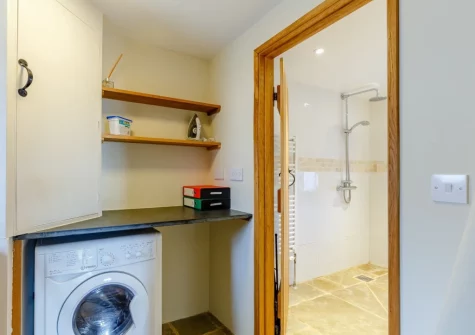 The utility & wet room at Wrens Thatch, Ebberley