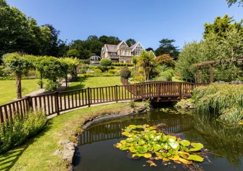 The beautifully landscaped garden & pond at Yeoldon House, Bideford