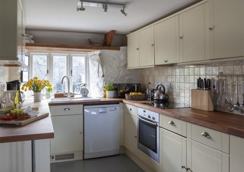 The kitchen in the stone barn at Yetson House, Yetson