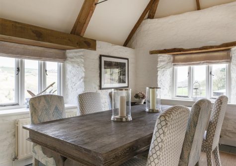 The dining room in the stone barn at Yetson House, Yetson