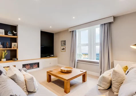 The living room at Zareba, St Ives